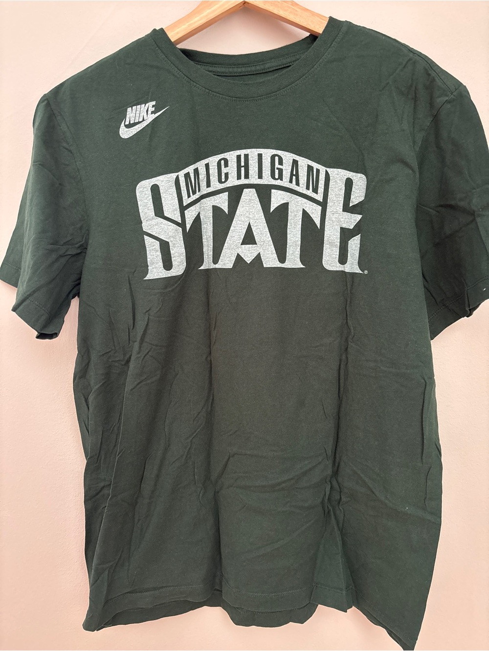 Nike Michigan State Men's Dark Green Logo T-Shirt 100% Cotton